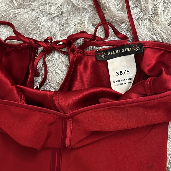 Plein Sud Red Crepe Silk tie back gown size US 6 - Picture 5 of 8